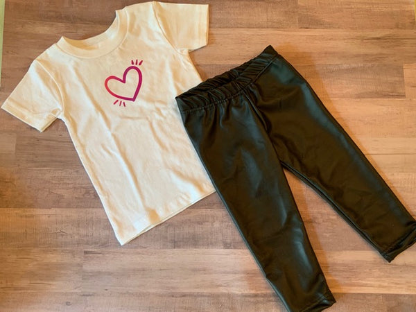 Black Faux Leather Leggings, Sizes 12m-8y