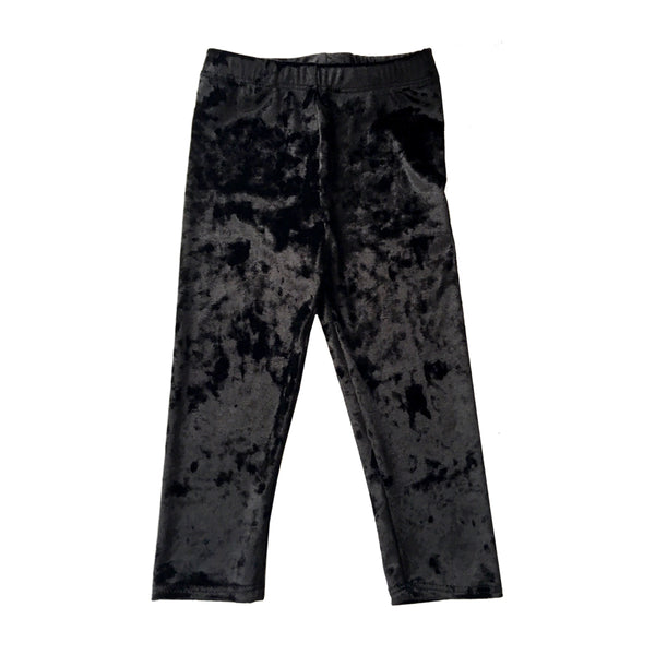 Girls Crushed Velour Leggings in Black, Denim, Dark Green and Red
