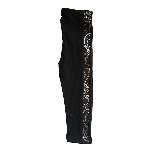 Girls Black Leggings with Metallic Insert, Size 6m-8y