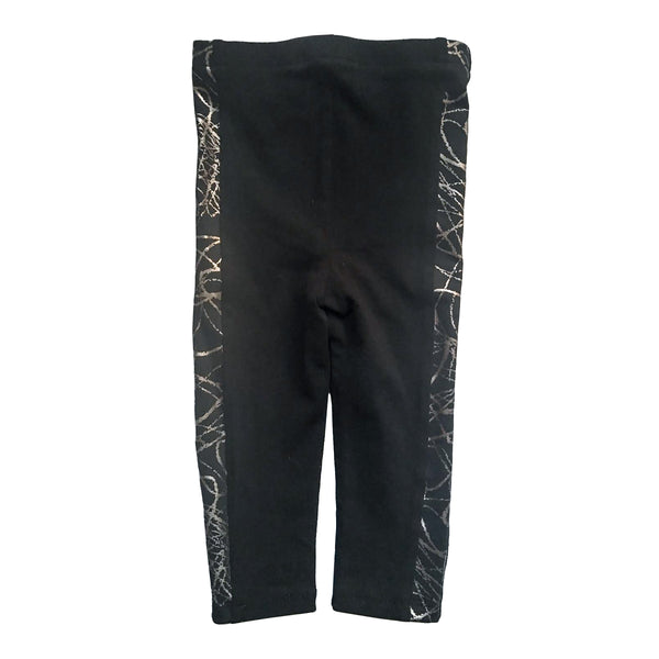 Girls Black Leggings with Metallic Insert, Size 6m-8y
