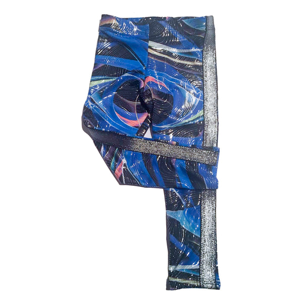 Swirly Bird Special Legging with Silver Stripe