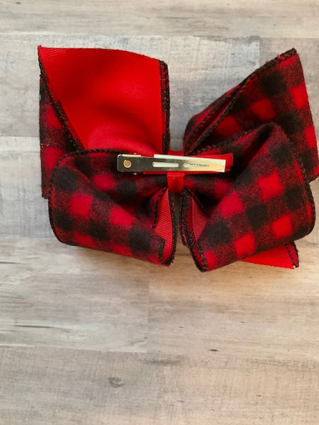 Buffalo Plaid Girls Hair Bow