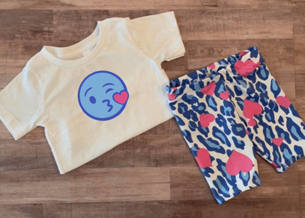 Girls Blue Cheetah Print Bike Shorts