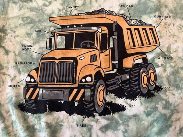 Boy Olive Tie Dye Dump Truck Tee Sizes 12m-4T