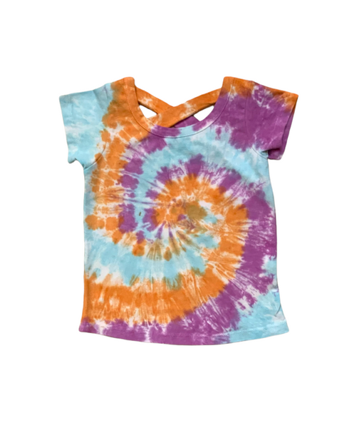 Girls Cross Back Tie Dye Swirl Tee Sizes 2T-14