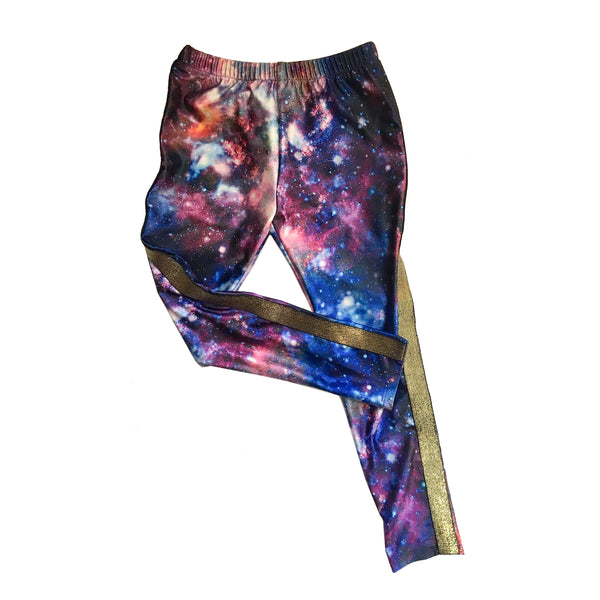 Star struck! Galaxy Legging with Gold Stripe