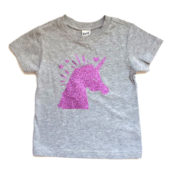 Love the Magic Tee! Glitter Unicorn T-shirt gray grey glitter