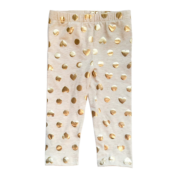 Golden Metallic Hearts and Dots Leggings