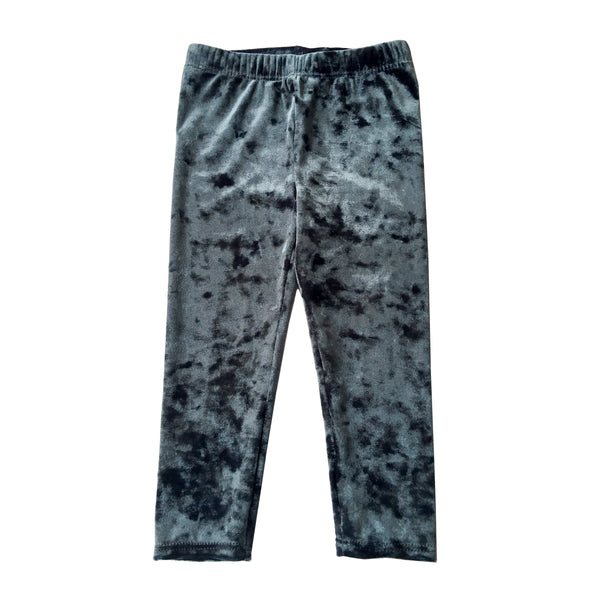 Girls Crushed Velour Leggings in Black, Denim, Dark Green and Red