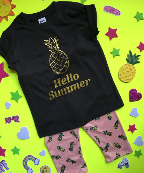 Girls Pineapple Print Capri, Sizes 12m-10y