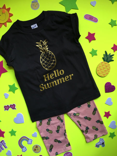 Girls Pineapple Print Bike Shorts,  Size 3T-10y