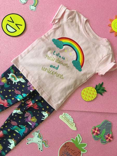 Girls Unicorn Cotton Capri, Size 12m-7y