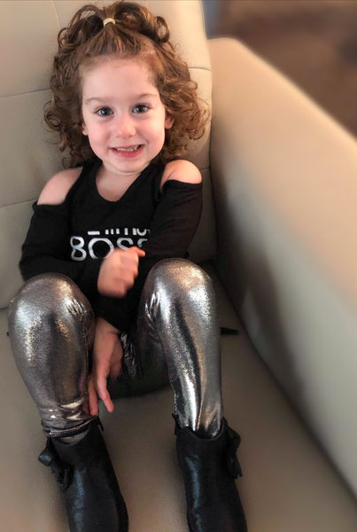 Starry Silver Metallic Leggings, Size 18m-8y