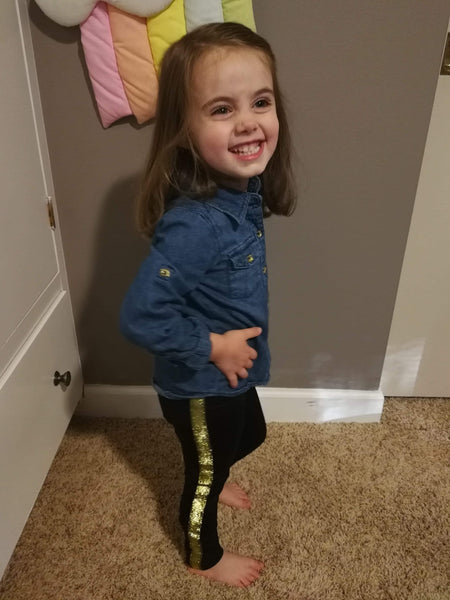 Girls Black Stripe Leggings,   Sizes 12m-6y