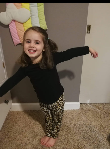 Girls Soft Brown and Black Leopard Leggings, Sizes 12m-8y