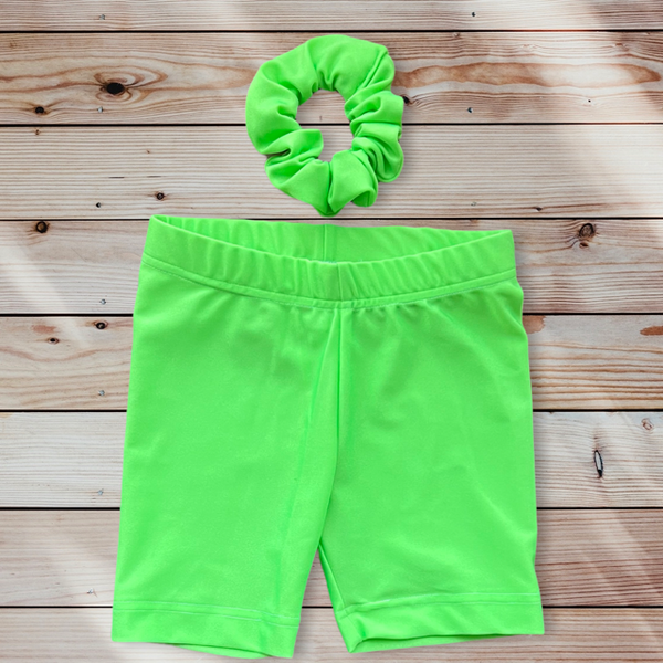 Unisex Lime Green Bike Shorts, Sizes 12m-10y