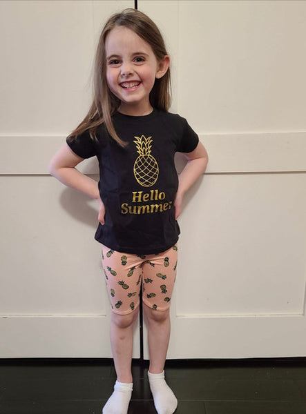 Girls Pineapple Print Bike Shorts,  Size 3T-10y