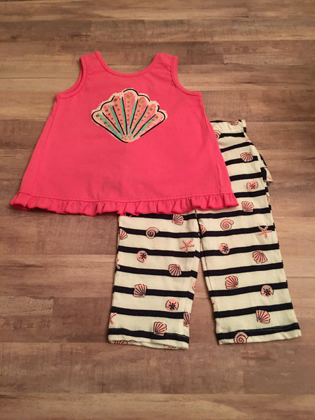 Baby Pink Tunic Top, Striped Ruffle Butt Capri, Size 12 m