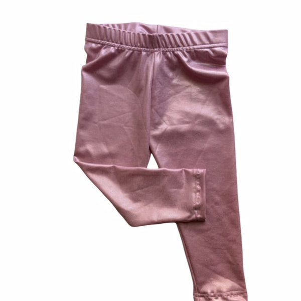 Pink Matte Metallic Leggings for Girls