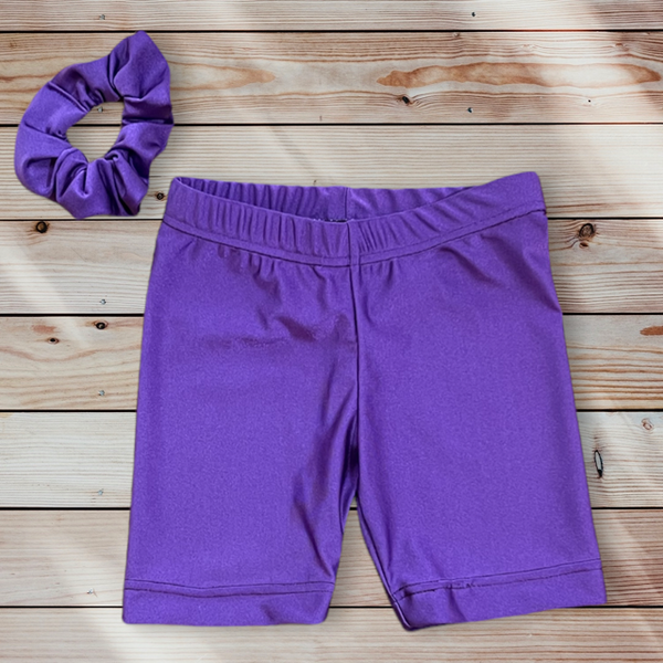Girls Purple Biker Shorts, Size 12m-10yrs.