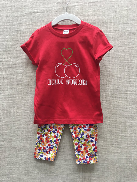 Krickets Cherry Print Girls Capri, Sizes 6m-4T