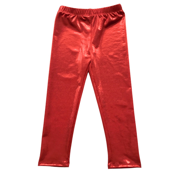 Volcano Red Shiny Metallic Leggings