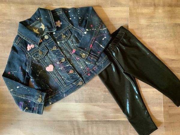 Girls Black Mystique Metallic Leggings, Sizes 12m-8y