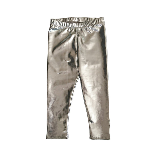 Metallic Silver Foil Leggings