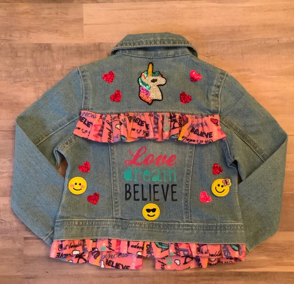 Toddler Personalized Unicorn Jean Jacket