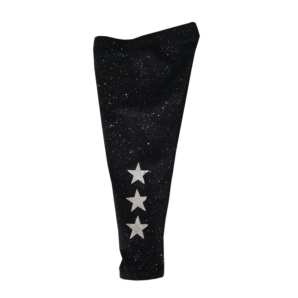 Girls Glitter Black Leggings, Silver Stars, Sizes 12m-8y