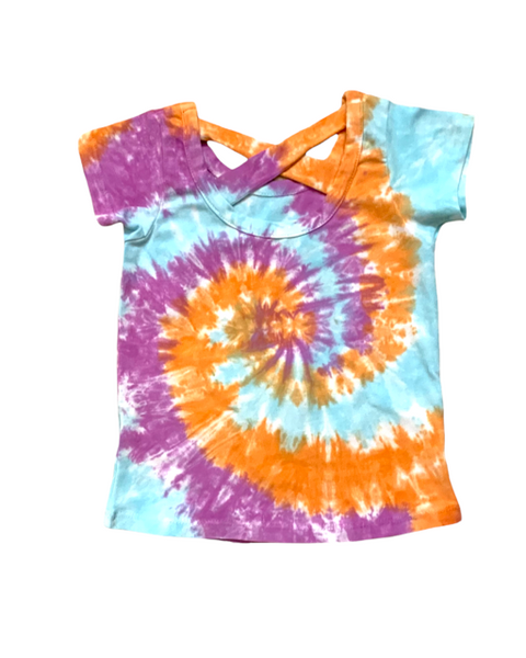 Girls Cross Back Tie Dye Swirl Tee Sizes 2T-14