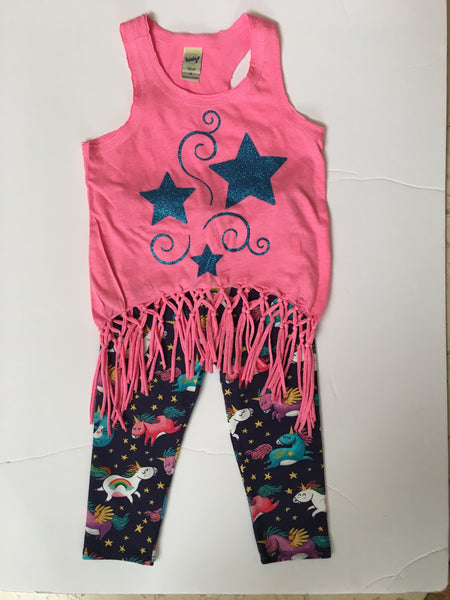 Girls Unicorn Cotton Capri, Size 12m-7y