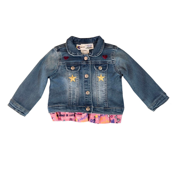 Girl's Toddler Unicorn Personalized and Patched Jean Jacket, Size 18-24m