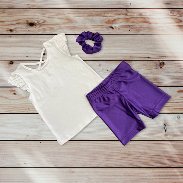 Girls Purple Biker Shorts, Size 12m-10yrs.