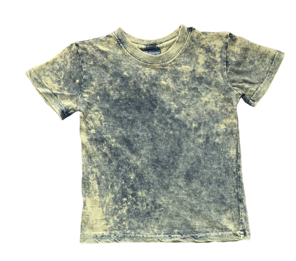Boys Short Sleeve Yellow Grey Garment Wash Tee with Shorts, Sizes 2T-7