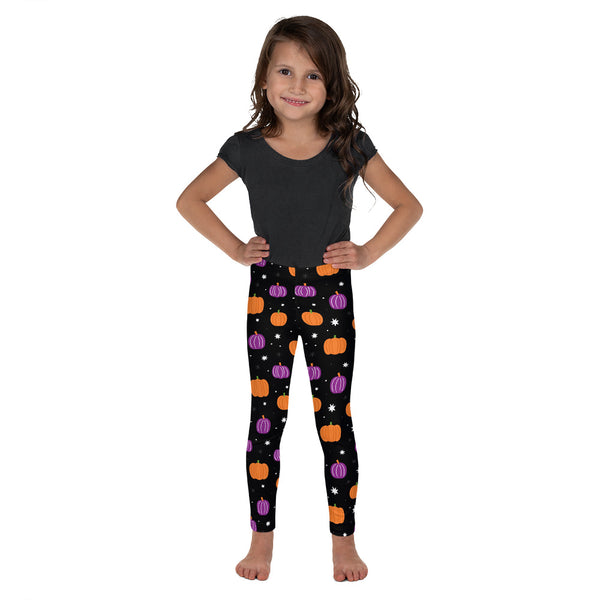 Black Halloween Pumpkin Kid's Leggings