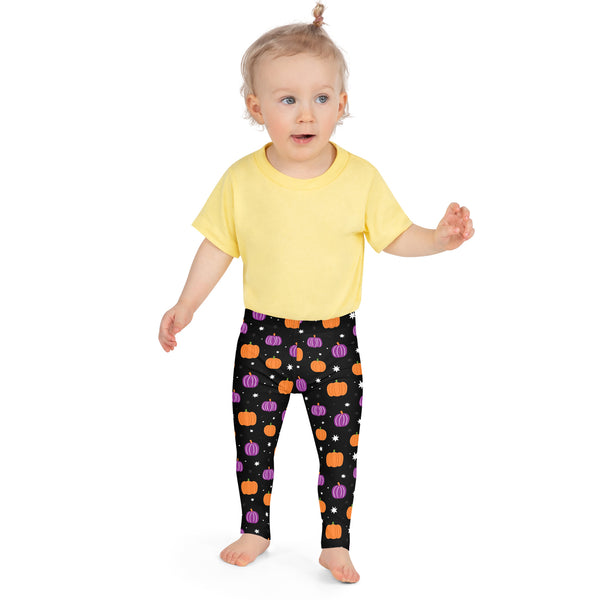 Black Halloween Pumpkin Kid's Leggings