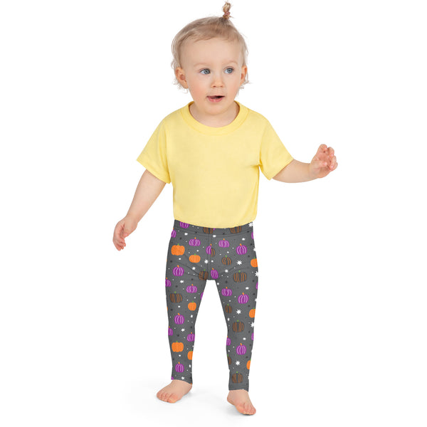 Gray Halloween Pumpkin Kid's Leggings