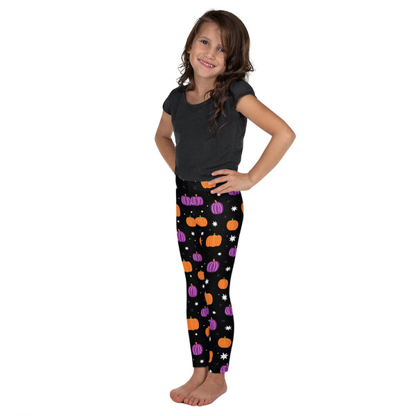 Black Halloween Pumpkin Kid's Leggings