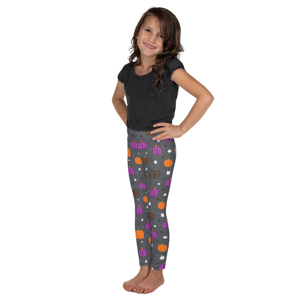 Gray Halloween Pumpkin Kid's Leggings