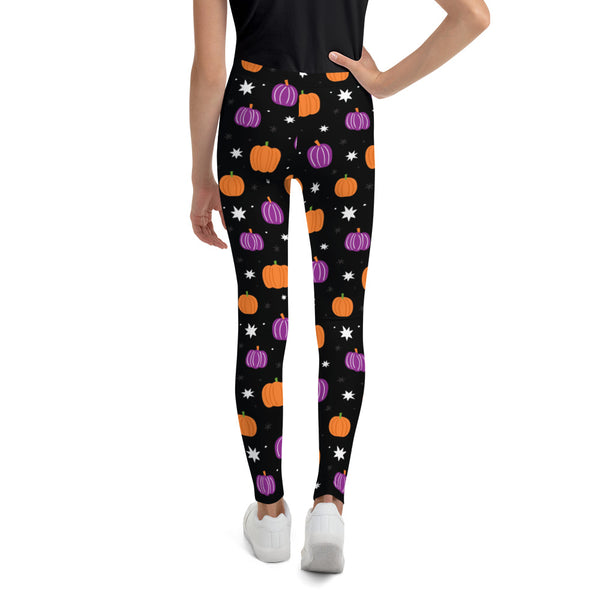 Black Halloween Pumpkin Youth Leggings