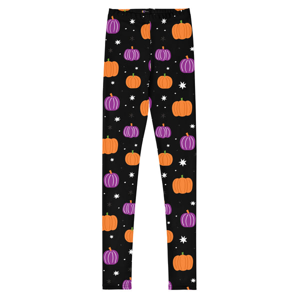 Black Halloween Pumpkin Youth Leggings