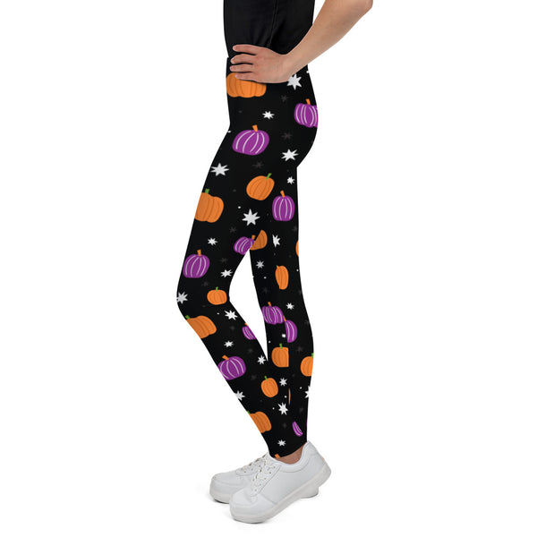 Black Halloween Pumpkin Youth Leggings