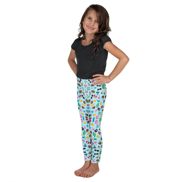 Girls Turquoise Beach Print Leggings, Sizes 2T-7