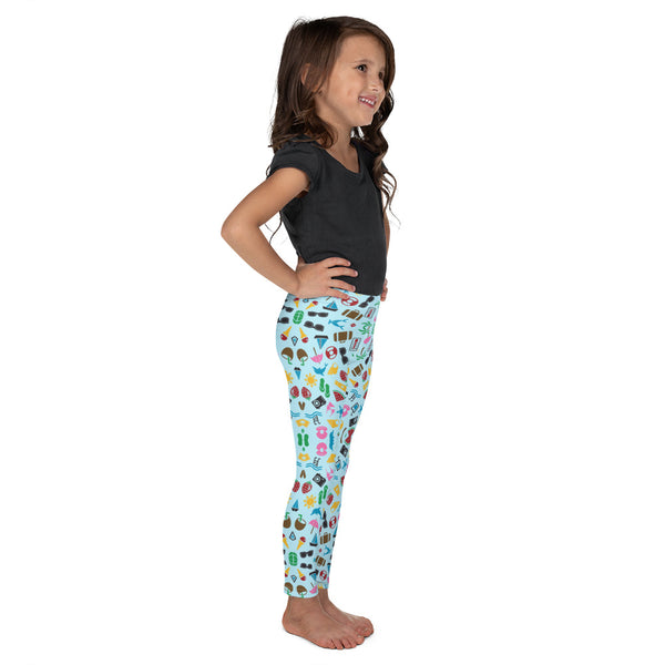 Girls Turquoise Beach Print Leggings, Sizes 2T-7