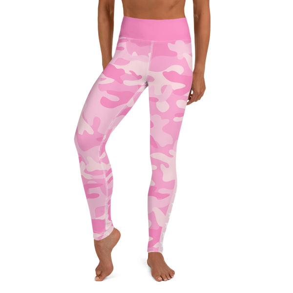 Pink Camo and Stars Adult Sublimation Yoga Leggings