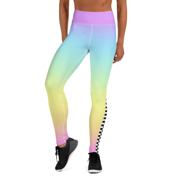 Rainbow Racer Checkered Sublimation Yoga Leggings