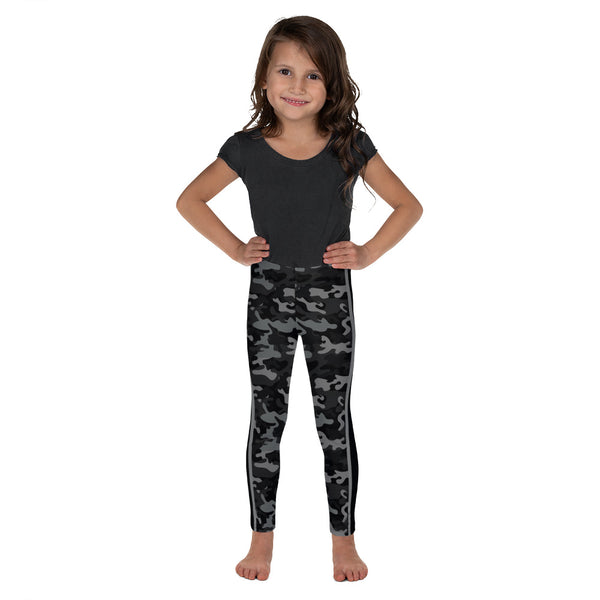 Black Camo and Stripe Kid's Leggings