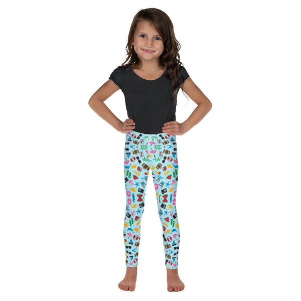 Girls Turquoise Beach Print Leggings, Sizes 2T-7