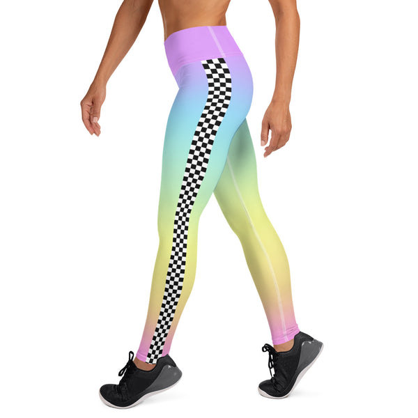Rainbow Racer Checkered Sublimation Yoga Leggings